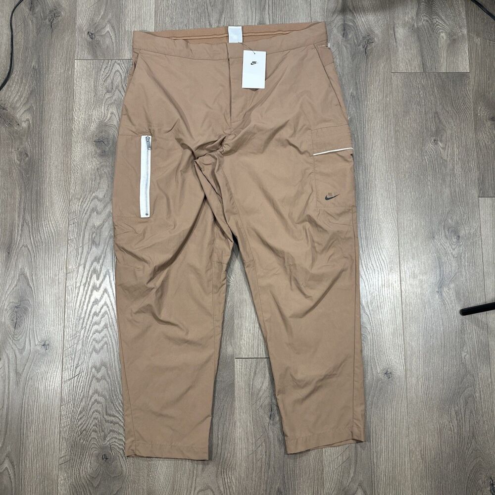 Nike Club Woven Cargo Pants Loose Fit Brown Straight Drawstring Men’s Size Large